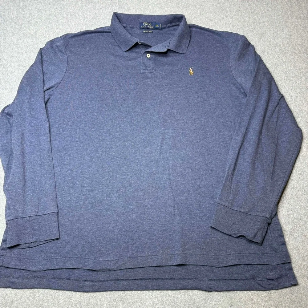 Polo Ralph Lauren‎ Mens Classic Soft Touch Long Sleeve Polo Shirt Blue Size XXL